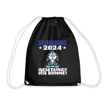 Schulkind 2024 Einschulung Schulanfang - Turnbeutel - Schwarz - Vorne