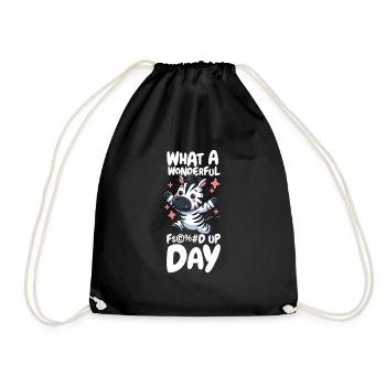 Zebra Funny Fucked Up Day - Drawstring Bag - black - Front