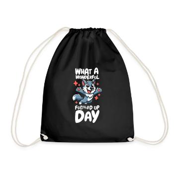 Wolf Funny Fucked Up Day - Drawstring Bag - black - Front