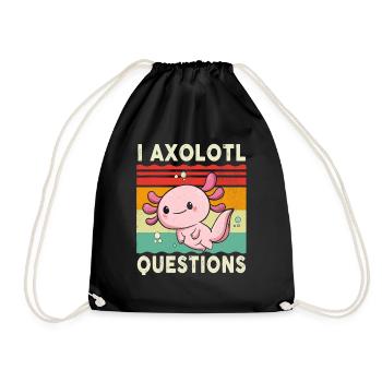 I Axolotl Fragen Hemd Retro Vintage - Turnbeutel - Schwarz - Vorne