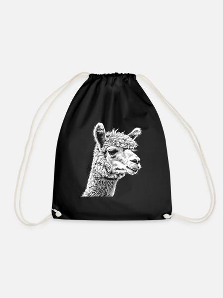 Alpaca Alpacas Alpaca - Drawstring Bag - black