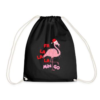 Fa La La La Mingo - Cute Flamingo Christmas - Drawstring Bag - black - Front