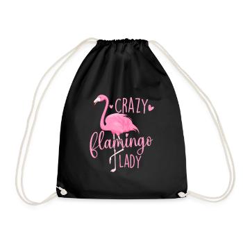 Crazy Flamingo Lady - Lustige Vogelliebhaberin - Turnbeutel - Schwarz - Vorne