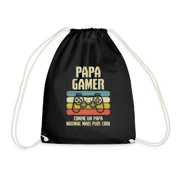 Papa Gamer Cool Jeux Vidéo Manette Geek Homme Fête - Sac de sport léger - noir - Devant