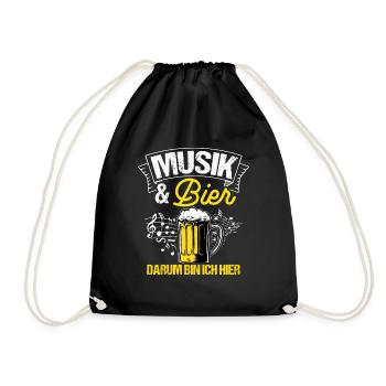Music Beer Drinking Beer Fun Music Drinking Tour Biertrin - Drawstring Bag - black - Front