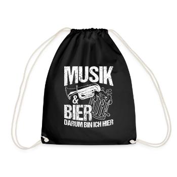 Music Beer Drinking Beer Fun Music Drinking Tour Biertrin - Drawstring Bag - black - Front