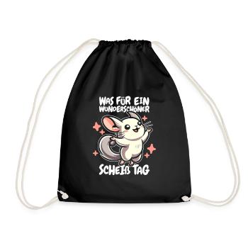 Chinchilla Funny Please Keep Your Mouth Shut - Drawstring Bag - black - Front