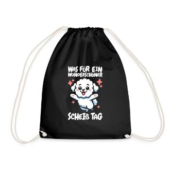 Bichon Frize Funny Please Shut Up - Drawstring Bag - black - Front