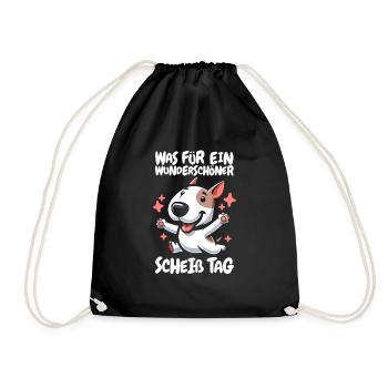 Bull Terrier Funny Please Keep Your Mouth Shut - Drawstring Bag - black - Front