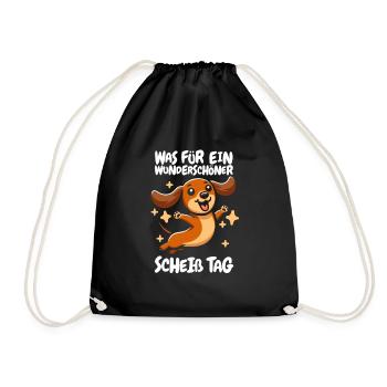 Dackel Dachshund Lustig - Turnbeutel - Schwarz - Vorne