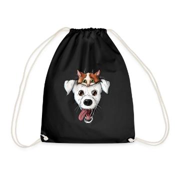 Hund Katze Gesicht - Turnbeutel - Schwarz - Vorne