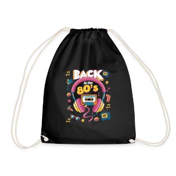 Années 80 - Vintage Rétro Cassette - Idée Cadeau - Sac de sport léger - noir - Devant