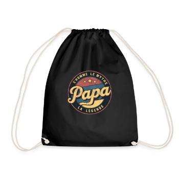 Papa the Man, The Myth, The Legend - Funny Gift - Drawstring Bag - black - Front