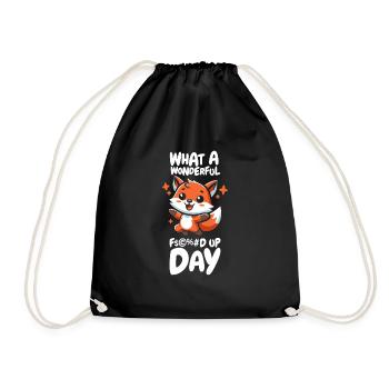 Fox Funny Fucked Up Day - Drawstring Bag - black - Front