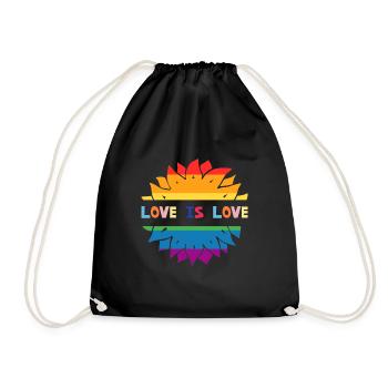 Pride Rainbow Heart Love is Love - Drawstring Bag - black - Front