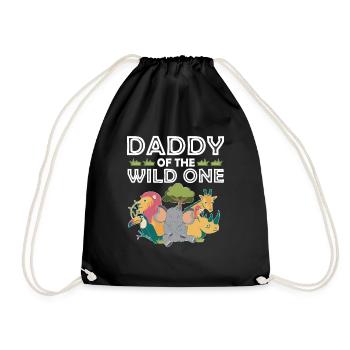 Papa Of The Wild One Birthday Zoo Theme Safari - Drawstring Bag - black - Front