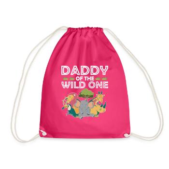 Papa Of The Wild One Birthday Zoo Theme Safari - Drawstring Bag - fuchsia - Front