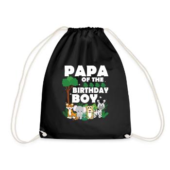 Papa Of The Wild One Birthday Zoo Theme Safari - Drawstring Bag - black - Front