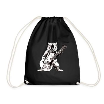 Rocker Cat jouant des instruments de guitare génial - Sac de sport léger - noir - Devant