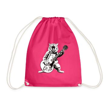 Rocker Cat spielt Gitarreninstrumente Awesome - Turnbeutel - Fuchsia - Vorne