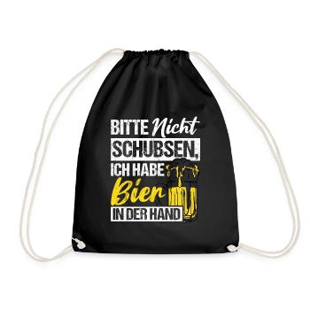 Please don't push I've got beer in my hand - Drawstring Bag - black - Front