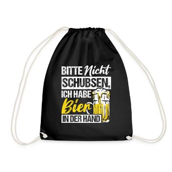 Please don't push I've got beer in my hand - Drawstring Bag - black - Front