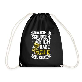 Please don't push I've got beer in my hand Tri - Drawstring Bag - black - Front