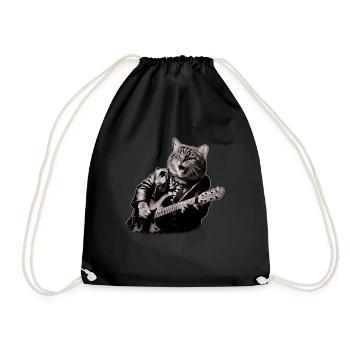 Rocker Cat spielt Gitarre Instrumente Miauen - Turnbeutel - Schwarz - Vorne