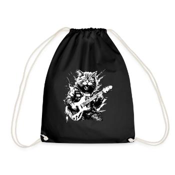 Rocker Cat jouant de la guitare Musicien de musique - Sac de sport léger - noir - Devant