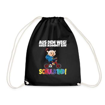 Schulkind 2024 Einschulung Schulanfang - Turnbeutel - Schwarz - Vorne