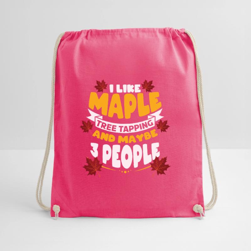 I Like Maple Tree Tapping And 3 Tree Maple Leaf Drawstring Bag