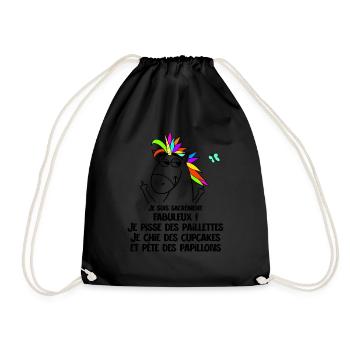 Homme Fabuleux Licorne Humour Papillons Paillettes - Sac de sport léger - noir - Devant