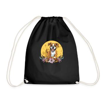 Boxer Dog German Boxer Wild Flowers - Drawstring Bag - black - Front