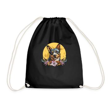 Australian Cattle Dog Wild Flowers - Drawstring Bag - black - Front