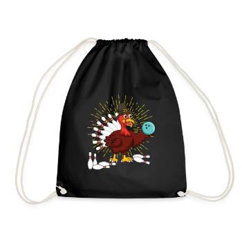 Turkey Thanksgiving Turkey Bowling - Drawstring Bag - black - Front