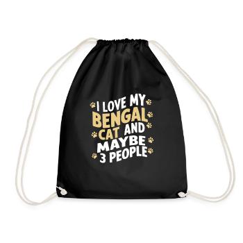 Katze Bengal Geschenk - Turnbeutel - Schwarz - Vorne