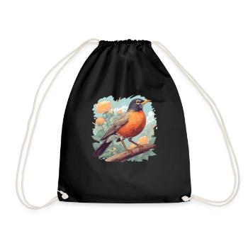 Robin Rotkehlchen - Drawstring Bag - black - Front