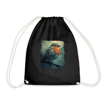 Robin Rotkehlchen - Drawstring Bag - black - Front