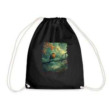 Robin Rotkehlchen - Drawstring Bag - black - Front