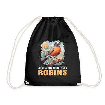 Robin Rotkehlchen - Drawstring Bag - black - Front