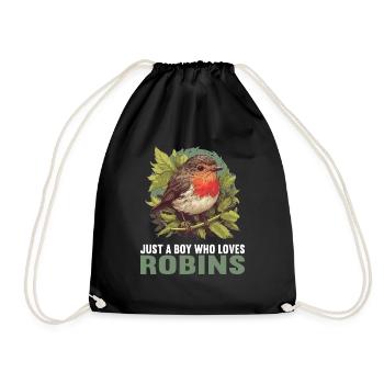 Robin Rotkehlchen - Drawstring Bag - black - Front