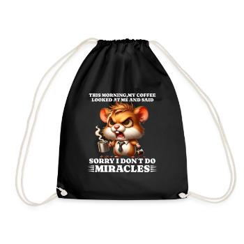 Morgenmuffel Kaffee lustiges Spruch hamster - Turnbeutel - Schwarz - Vorne