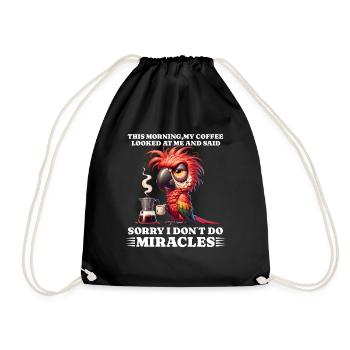 Morgenmuffel Kaffee lustiges Spruch parrot - Turnbeutel - Schwarz - Vorne