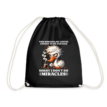 morning grouch coffee funny saying duck - Drawstring Bag - black - Front