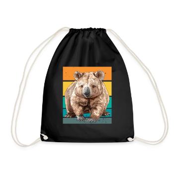 Retro Wombat - Drawstring Bag - black - Front