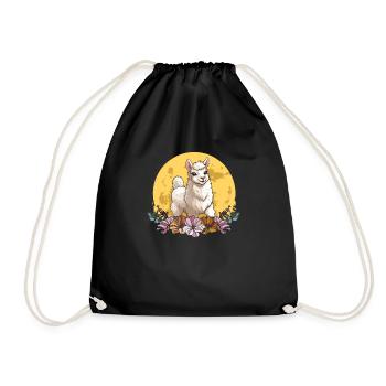 Lama Llama Wilde Blumen Floral Moon - Turnbeutel - Schwarz - Vorne
