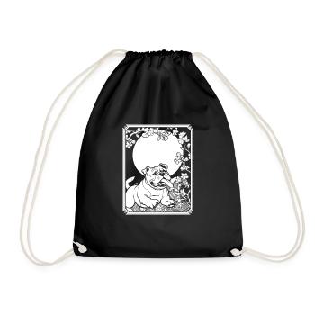 Bulldogge Japan Cherry Blossom Moon - Turnbeutel - Schwarz - Vorne