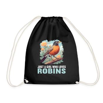 Robin Rotkehlchen - Drawstring Bag - black - Front