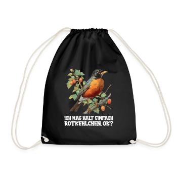Robin Rotkehlchen - Drawstring Bag - black - Front