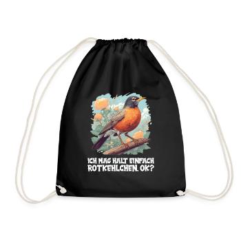 Robin Rotkehlchen - Drawstring Bag - black - Front